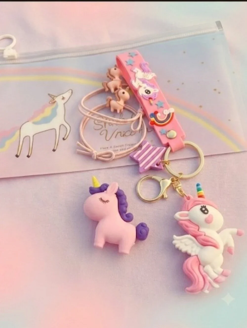 Cute Unicorn Keychain Set - Pink & Purple Kids Accessories